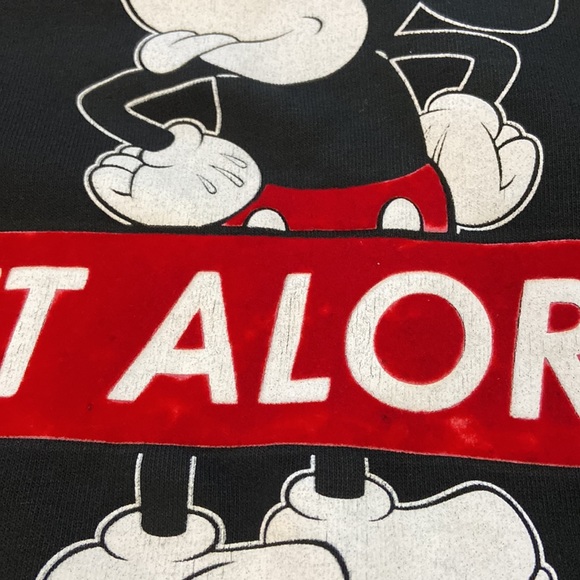 Disney Crop Sweatshirt Mickey saying “ET ALORS!” “So what” approximately size S - Picture 10 of 17